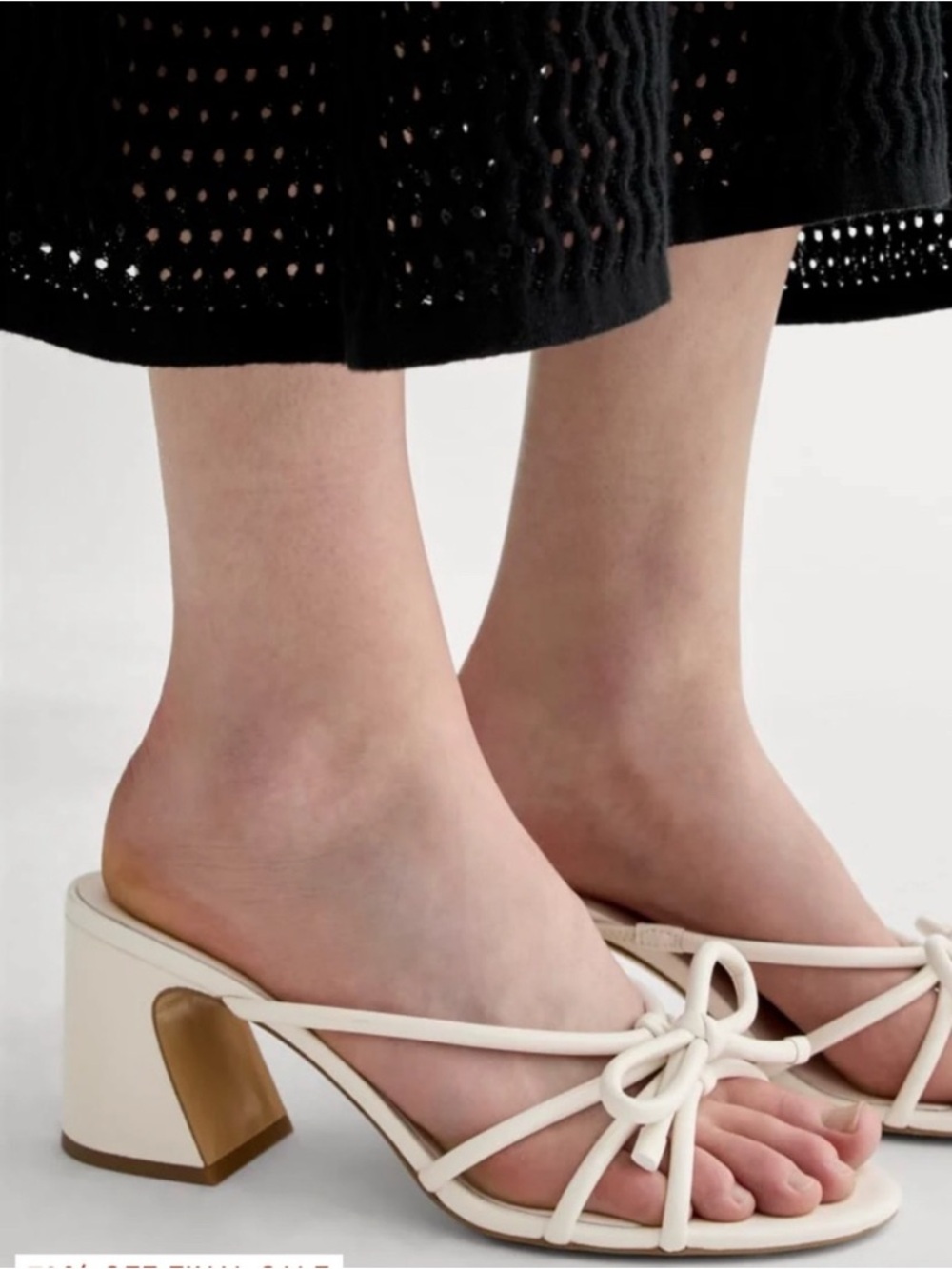 Everlane Cream Strappy Knot Block-Heel Sandals